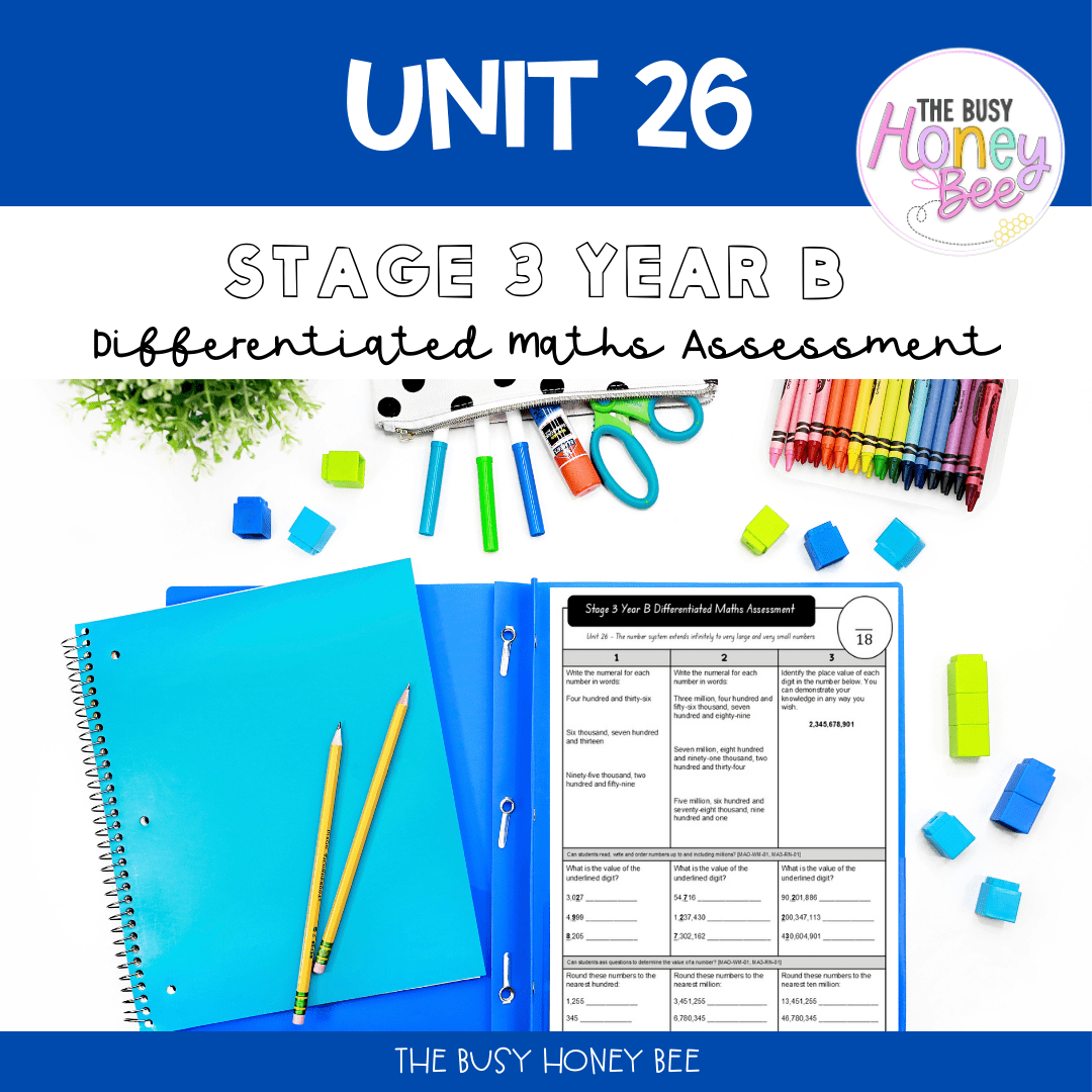 Stage 3 Year B Term 2 Differentiated Maths Assessment Bundle - Assessment