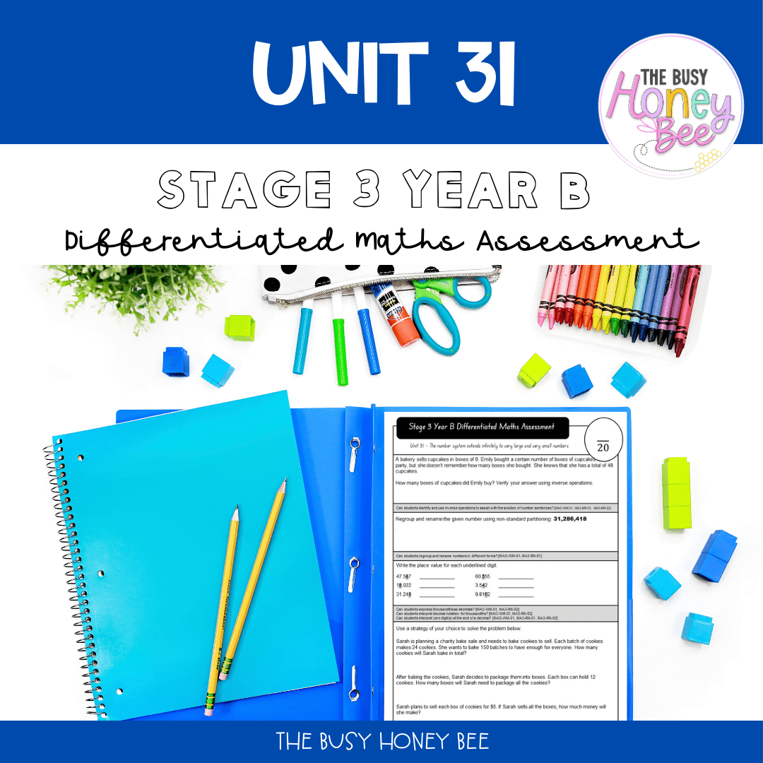 Stage 3 Year B Term 3 Differentiated Maths Assessment Bundle - Assessment