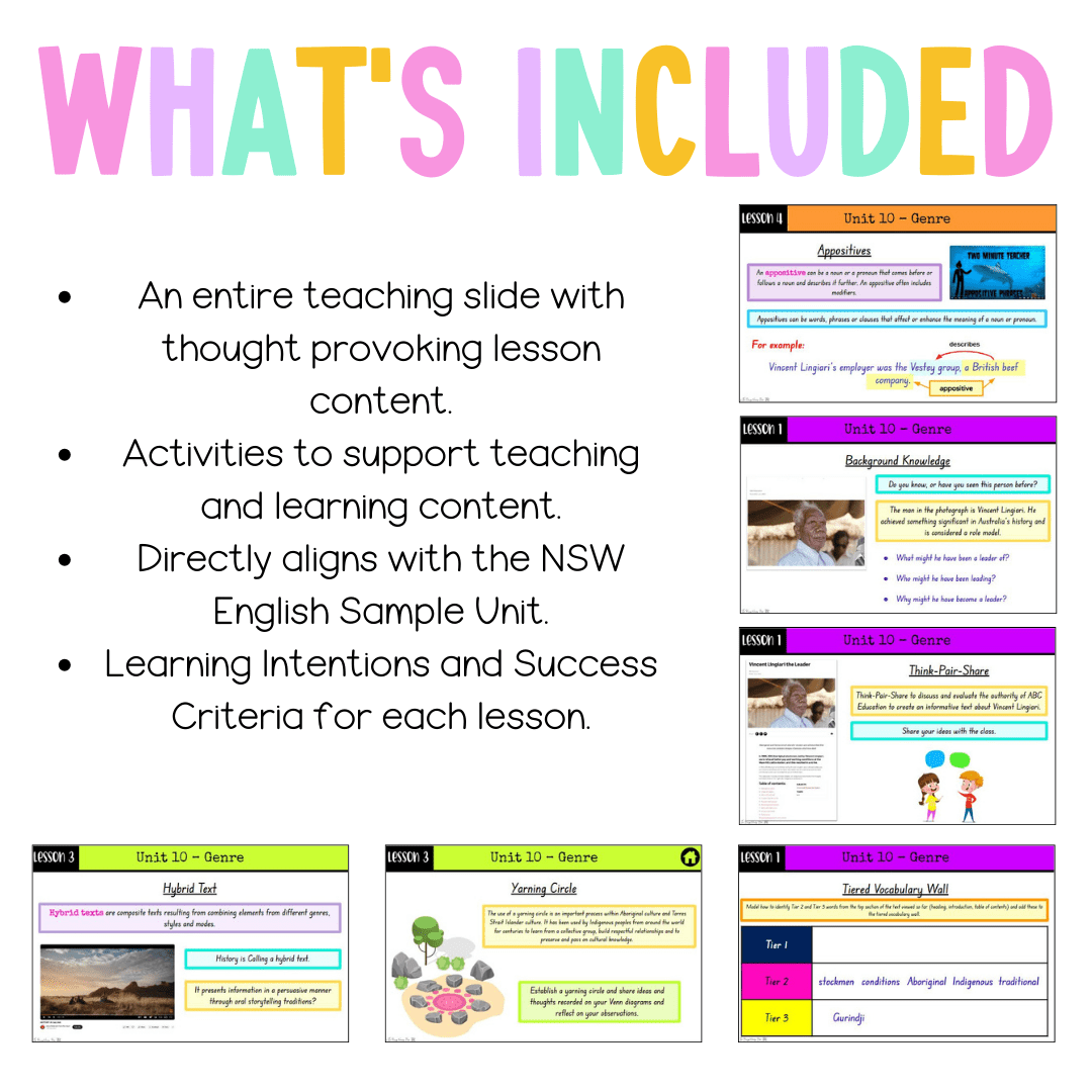 Stage 3 Year B Unit 10 NSW Genre English Teaching Slides - Teaching Slides