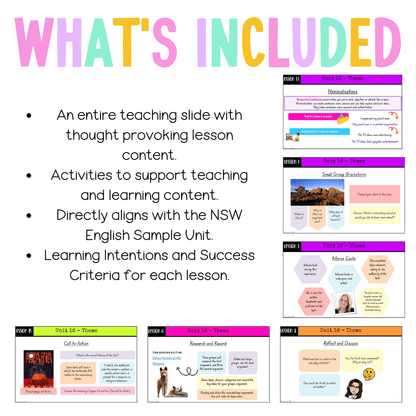 Stage 3 Year B Unit 16 NSW Theme English Teaching Slides - Google slides