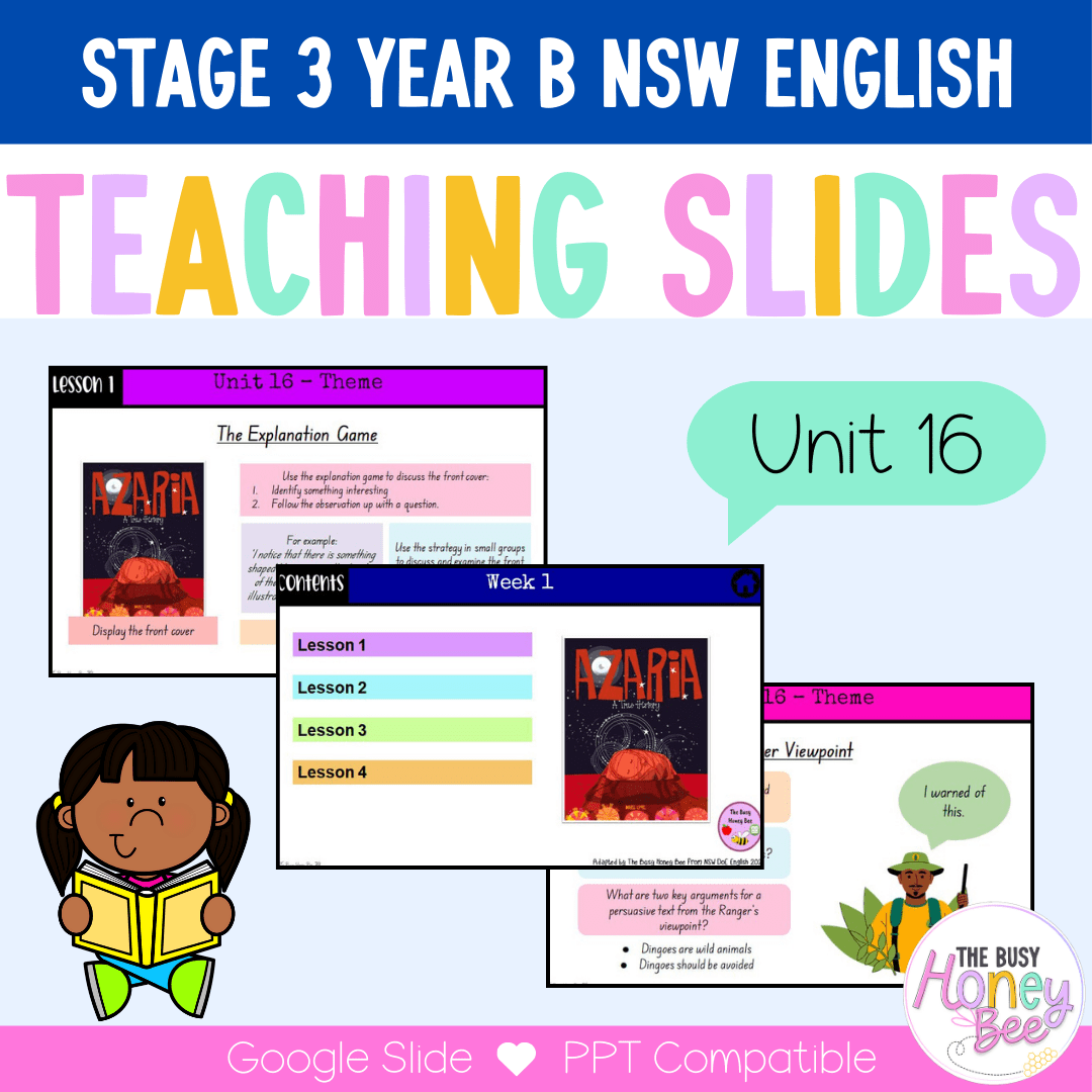 Stage 3 Year B Unit 16 NSW Theme English Teaching Slides - Google slides
