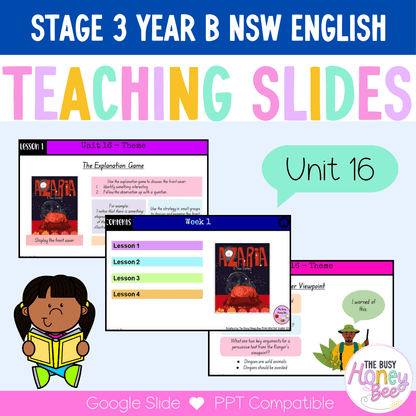 Stage 3 Year B Unit 16 NSW Theme English Teaching Slides - Google slides