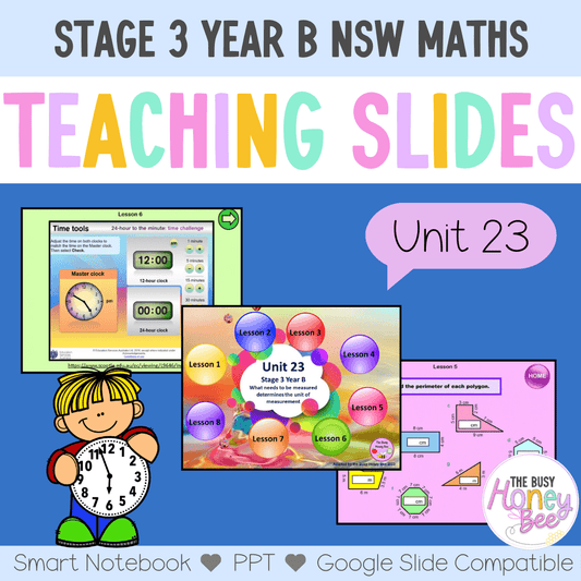 Stage 3 Year B Unit 23 NSW Maths Teaching Slides - Zip Folder: Smart Notebook, PowerPoint, Google Slide Compatible