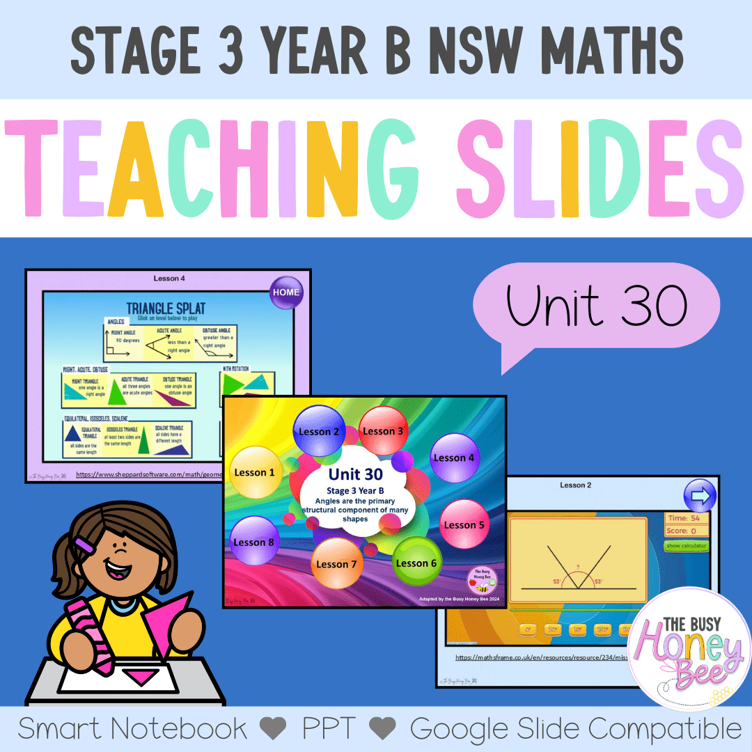 Stage 3 Year B Unit 30 NSW Maths Teaching Slides - Zip Folder: Smart Notebook, PowerPoint, Google Slide Compatible