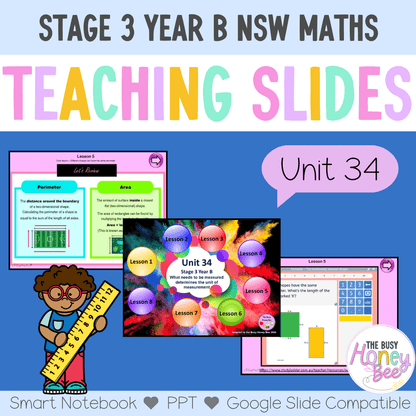 Stage 3 Year B Unit 34 NSW Maths Teaching Slides - Zip Folder: Smart Notebook, PowerPoint, Google Slide Compatible
