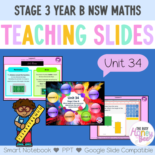 Stage 3 Year B Unit 34 NSW Maths Teaching Slides - Zip Folder: Smart Notebook, PowerPoint, Google Slide Compatible