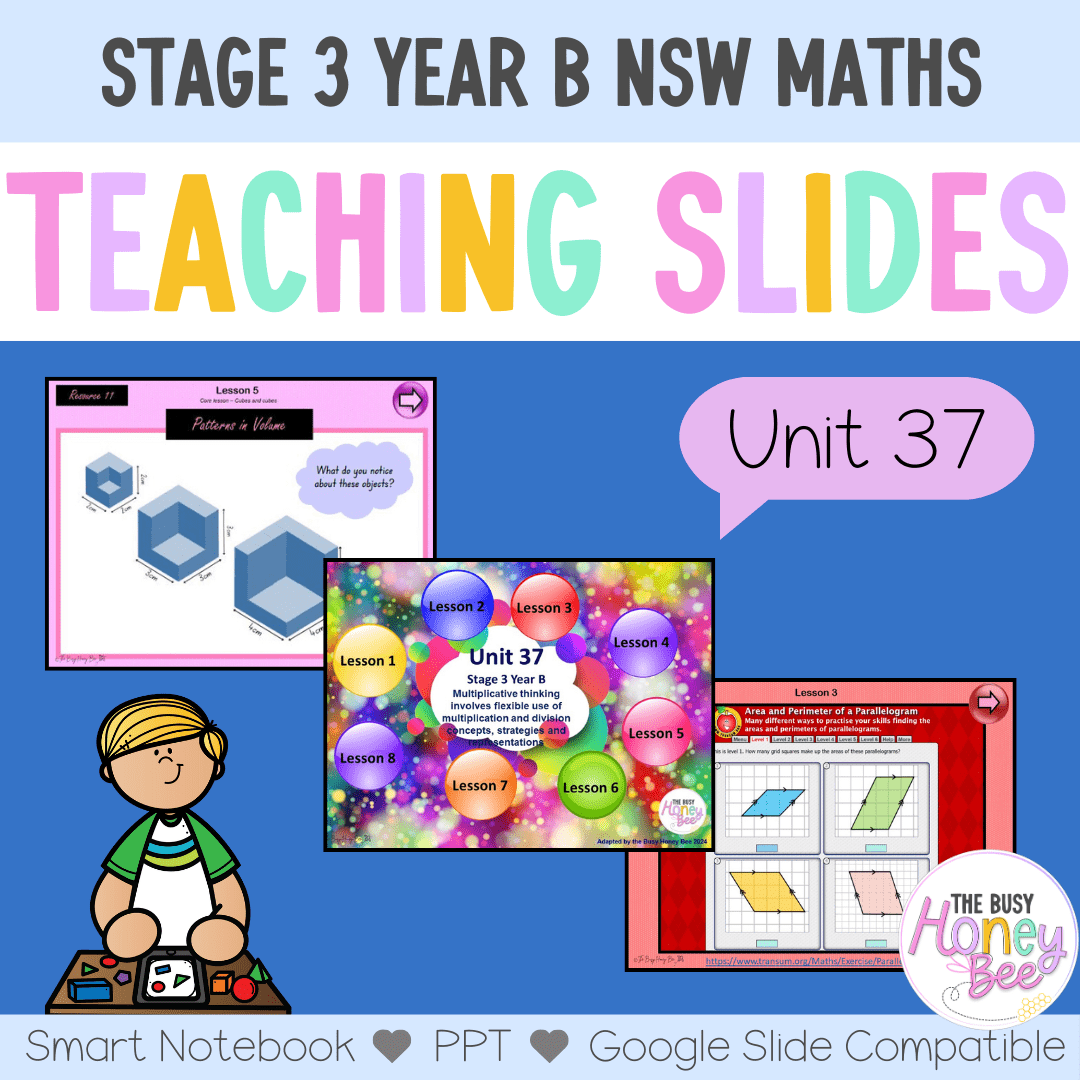 Stage 3 Year B Unit 37 NSW Maths Teaching Slides - Zip Folder: Smart Notebook, PowerPoint, Google Slide Compatible