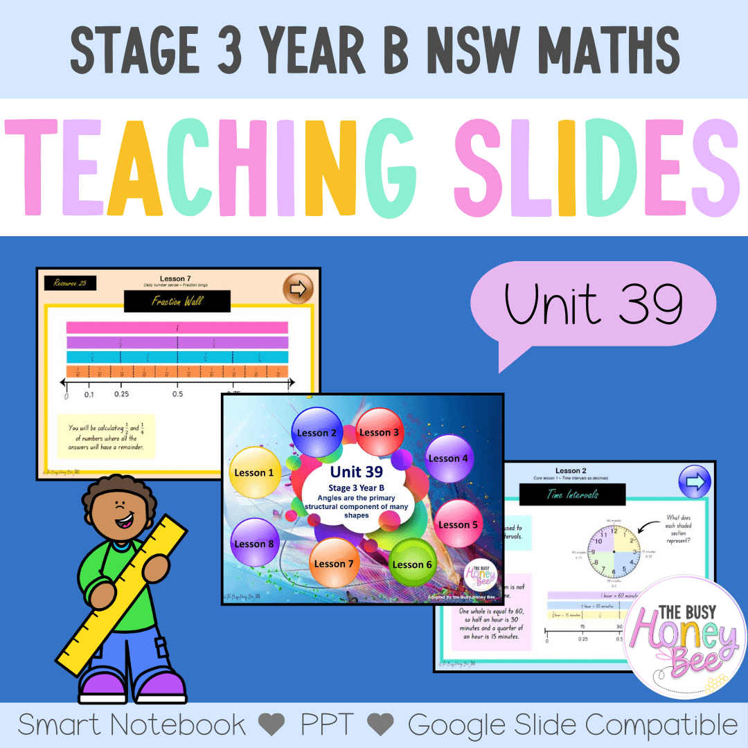 Stage 3 Year B Unit 39 NSW Maths Teaching Slides - Zip Folder: Smart Notebook, PowerPoint, Google Slide Compatible