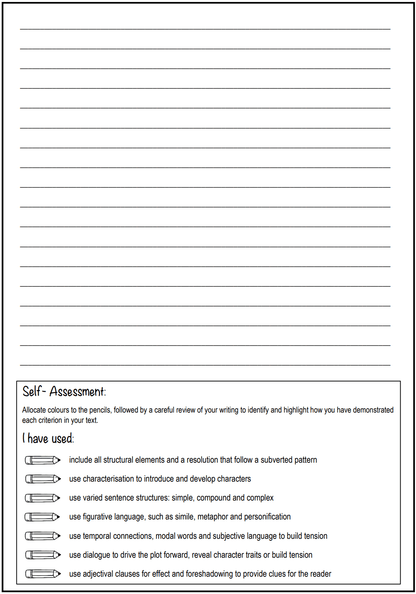 Stage 3 Year B Unit 9 Narrative Writing Pre-Assessment - Assessment