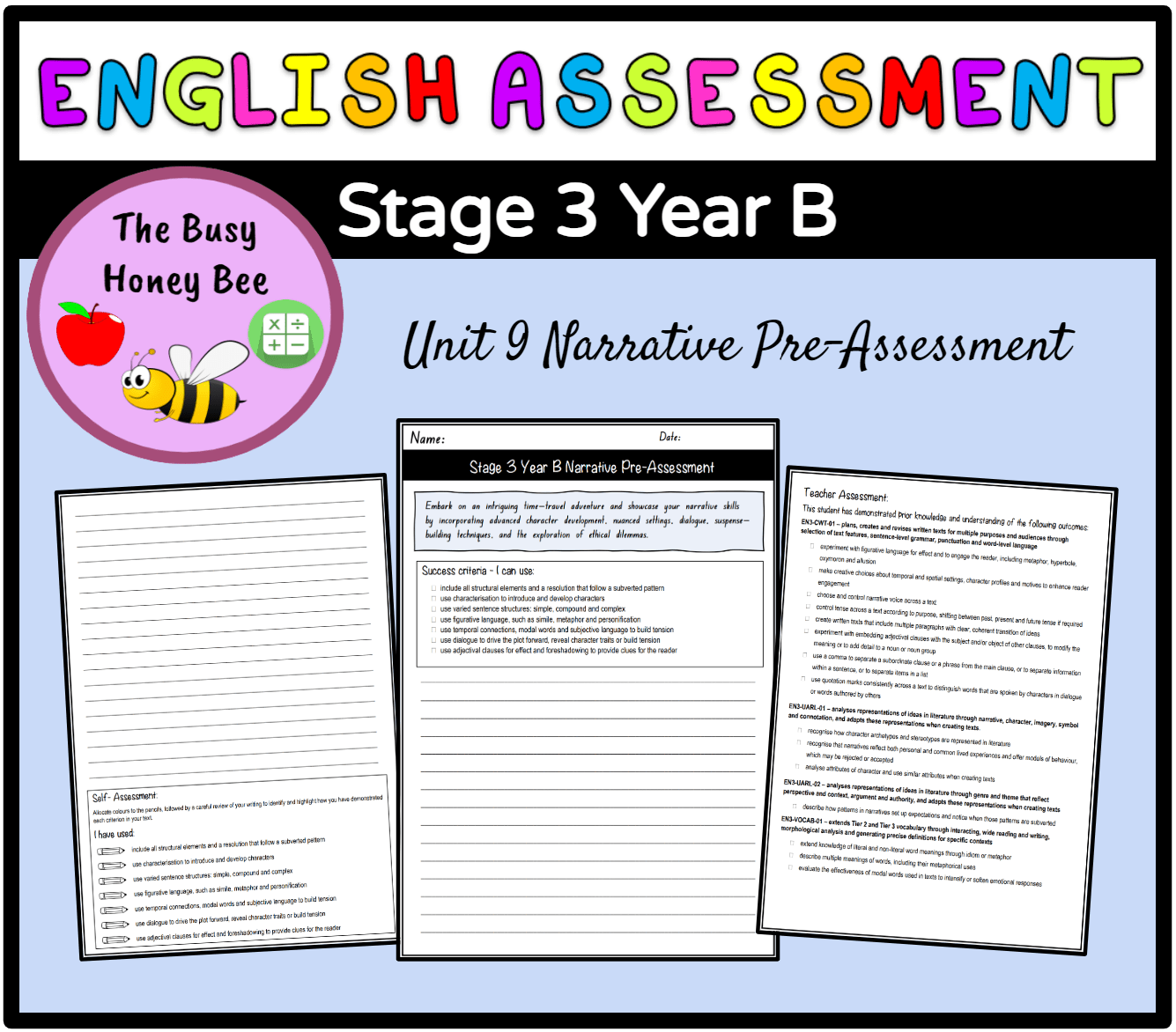 Stage 3 Year B Unit 9 Narrative Writing Pre-Assessment - Assessment