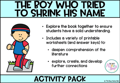 The Boy Who Tried to Shrink His Name by Sandhya Parappukkaran Activity Pack -