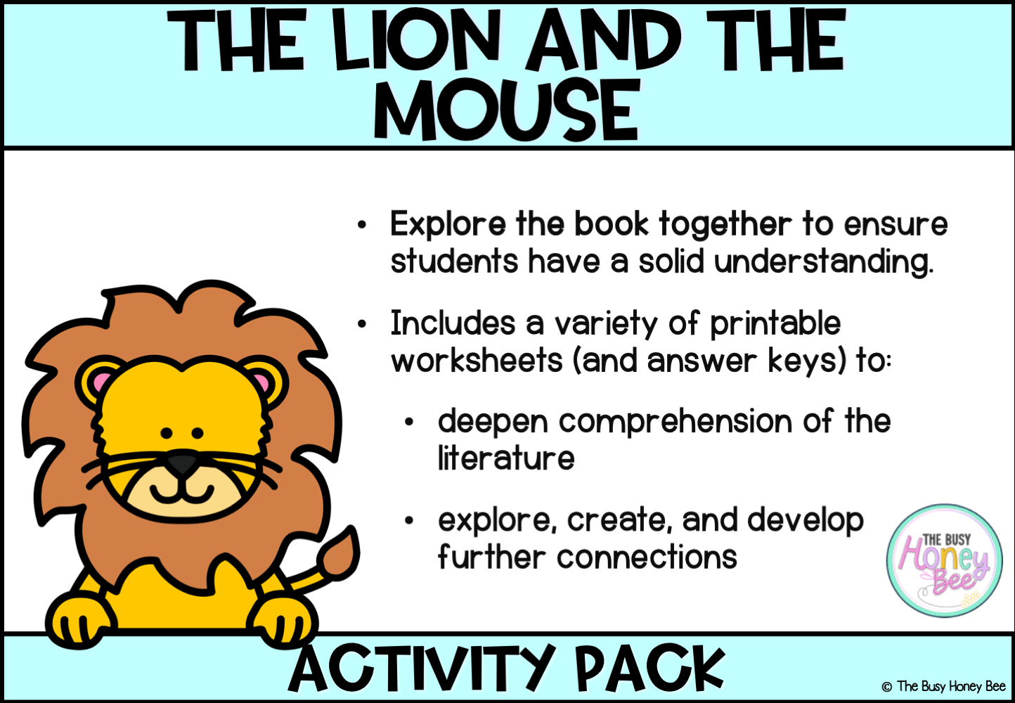 The Lion and the Mouse by Jerry Pinkney Activity Pack -