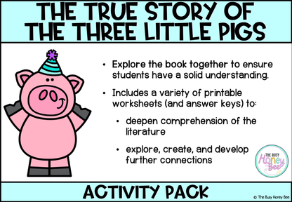 The True Story of the Three Little Pigs by Jon Scieszka Activity Pack - Activity Pack