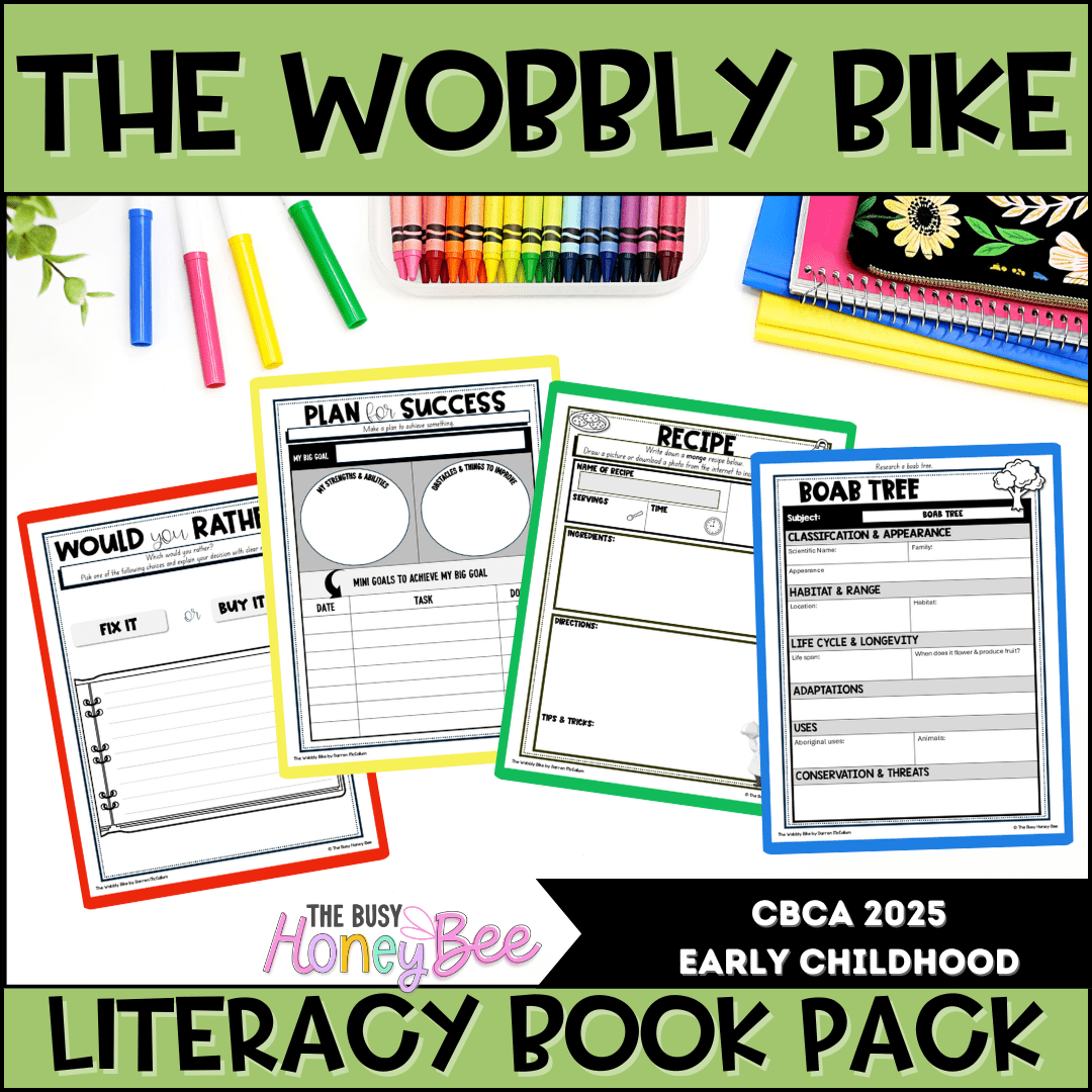 The Wobbly Bike by Darren McCallum - CBCA 2025 - Literacy Book Pack - Activity Pack
