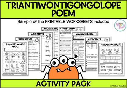 Triantiwontigongolope poem by C.J. Dennis Activity Pack - Activity Pack