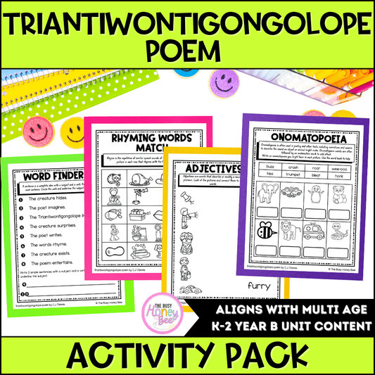 Triantiwontigongolope poem by C.J. Dennis Activity Pack - Activity Pack