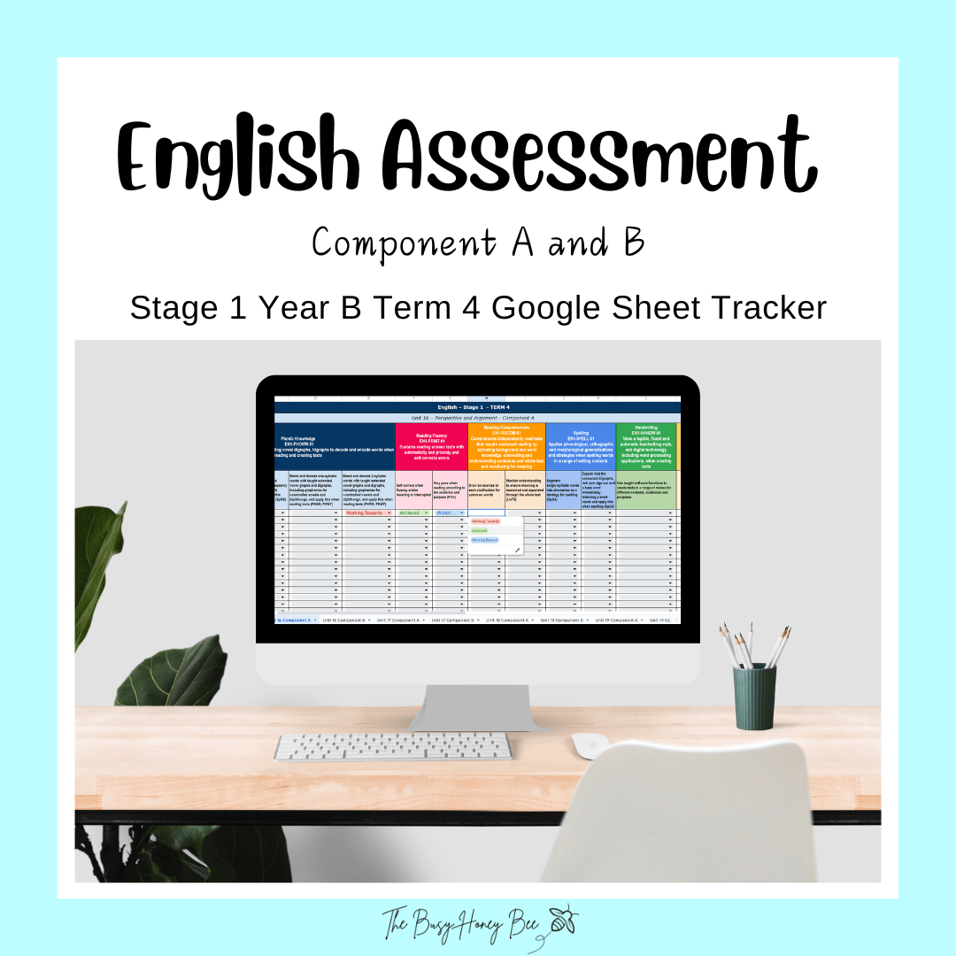 ULTIMATE Stage 1 Year B English Assessment Bundle - Google Sheet, Microsoft Word