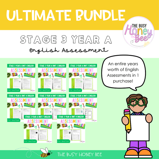 ULTIMATE Stage 3 Year A English Assessment Bundle - Google Sheet, Microsoft Word
