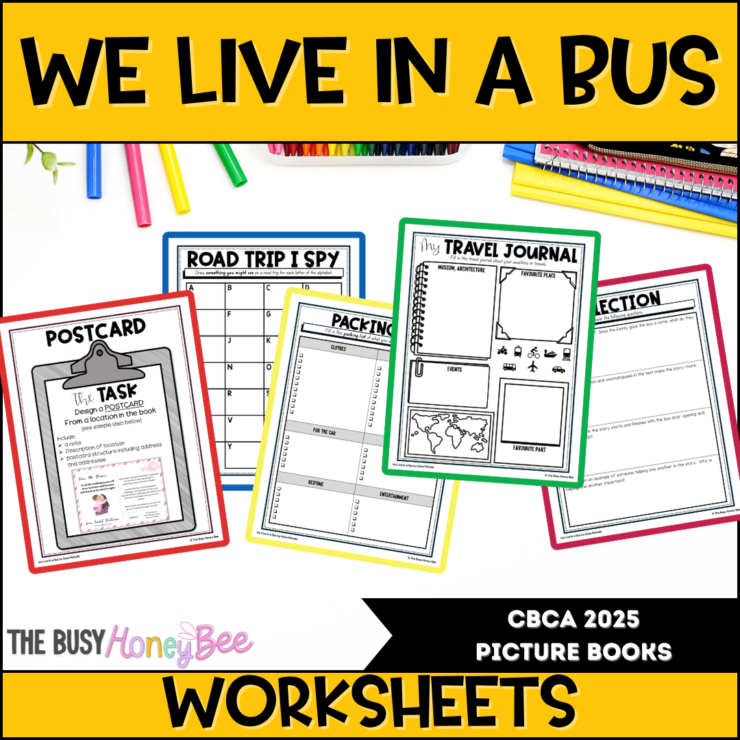 We Live in a Bus by Dave Petzold - CBCA 2025 - Literacy Book Pack - Activity Pack
