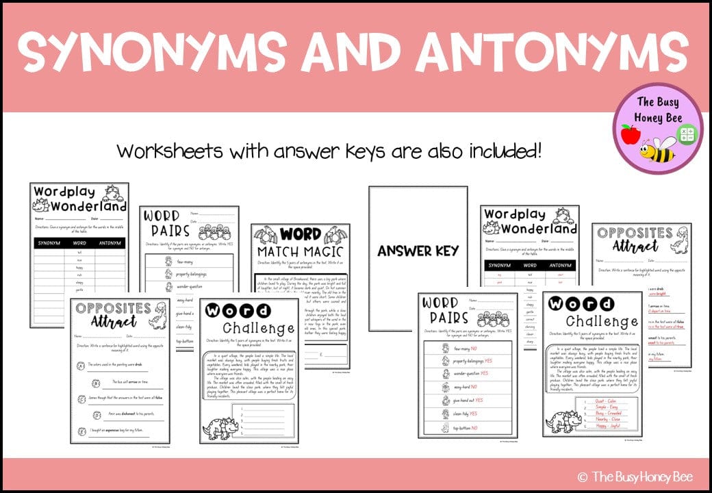 Year 3 and 4 Differences between Synonyms and Antonyms Explicit Teaching Bundle - Teaching Bundle