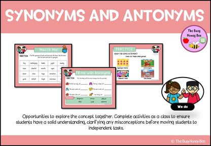 Year 3 and 4 Differences between Synonyms and Antonyms Explicit Teaching Bundle - Teaching Bundle