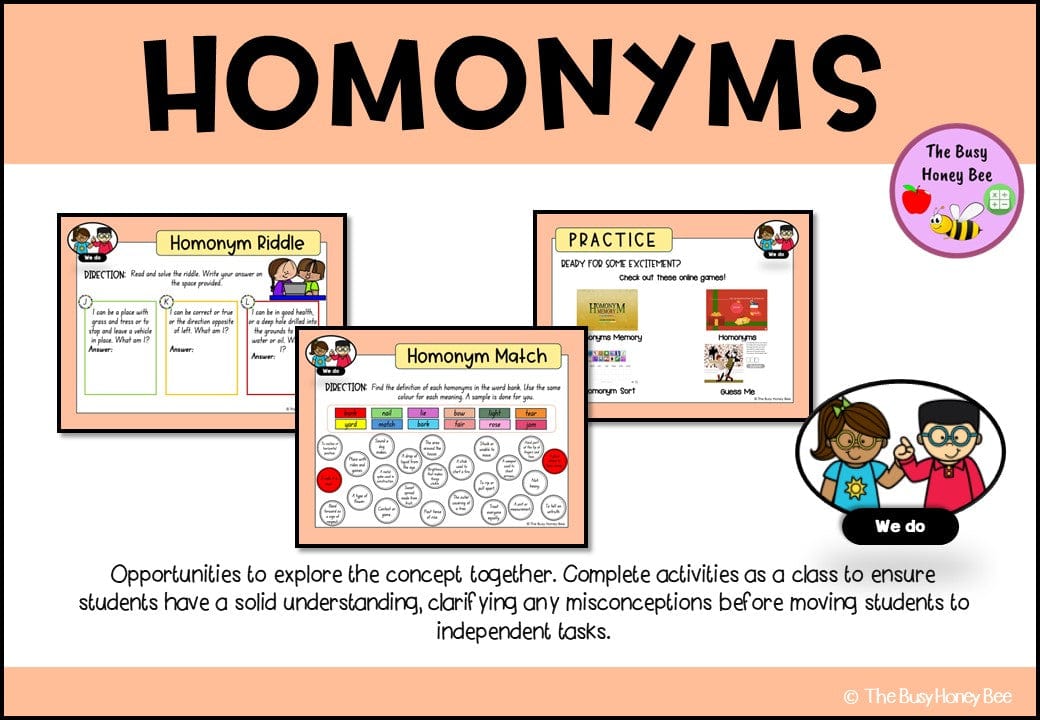Year 3 and 4 Homonyms Explicit Teaching Bundle - Teaching Bundle