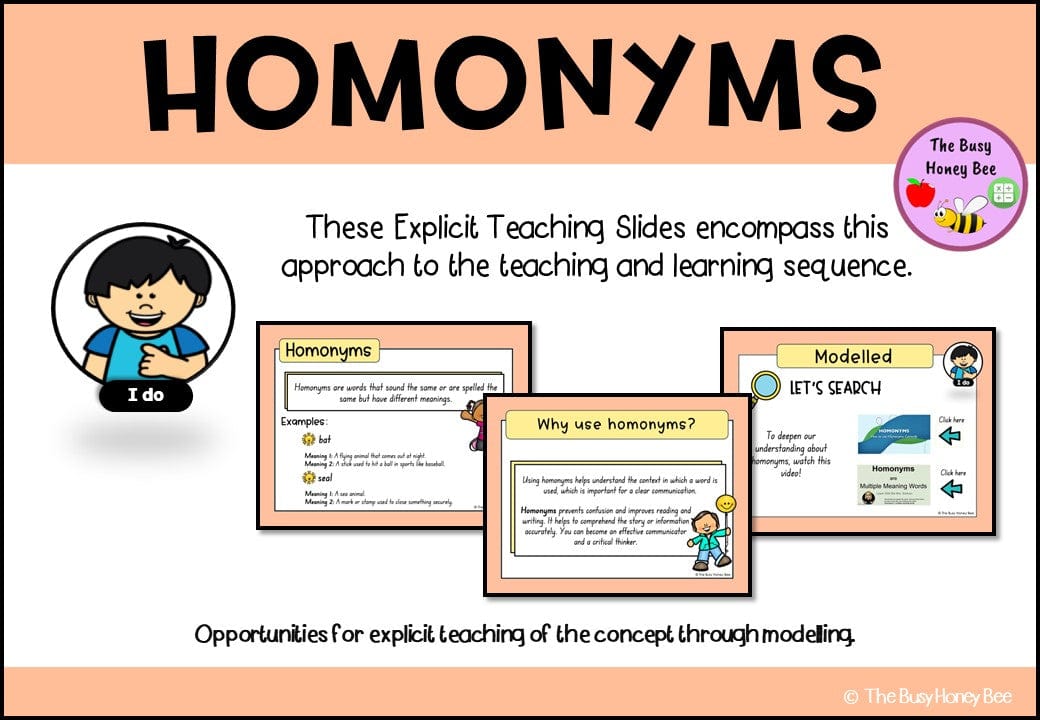 Year 3 and 4 Homonyms Explicit Teaching Bundle - Teaching Bundle