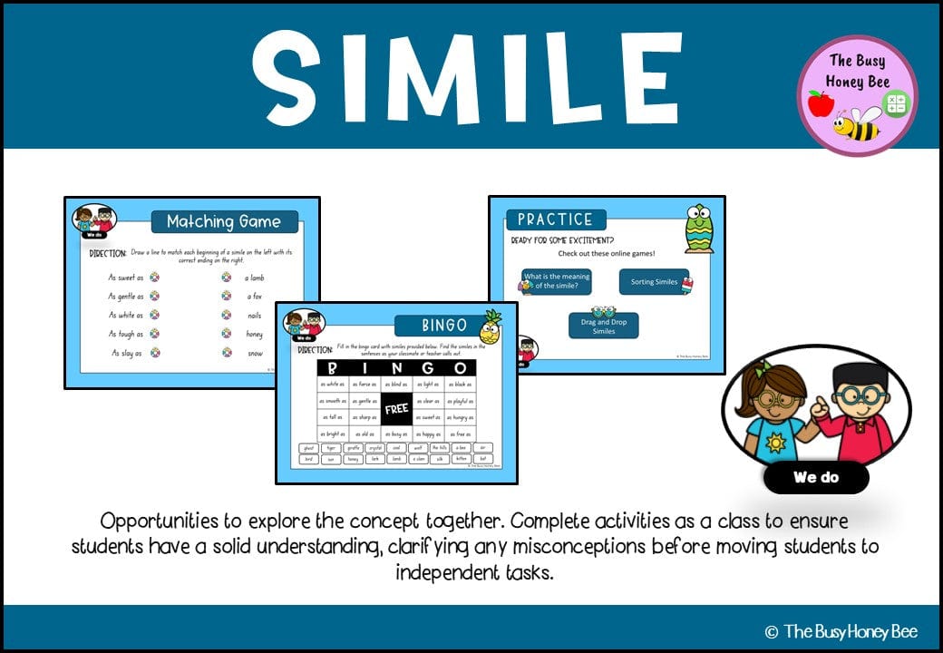 Year 3 and 4 Similes Explicit Teaching Slides - Teaching Bundle