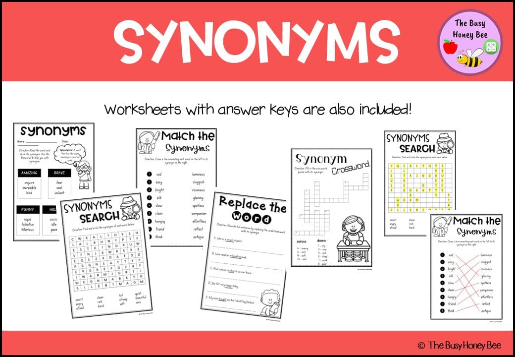 Year 3 and 4 Synonyms Explicit Teaching Slides - Teaching Bundle