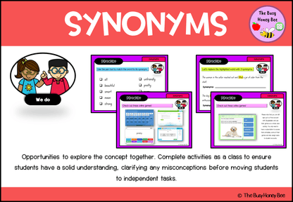 Year 3 and 4 Synonyms Explicit Teaching Slides - Teaching Bundle