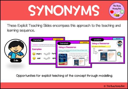 Year 3 and 4 Synonyms Explicit Teaching Slides - Teaching Bundle